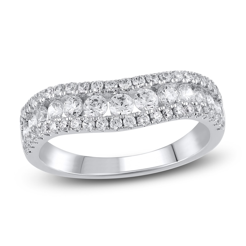 Previously Owned Lab-Grown Diamond Contour Anniversary Ring 1 ct tw Round 14K White Gold