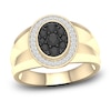 Thumbnail Image 1 of Previously Owned Men's Black Diamond Ring 3/4 ct tw Round 10K Yellow Gold