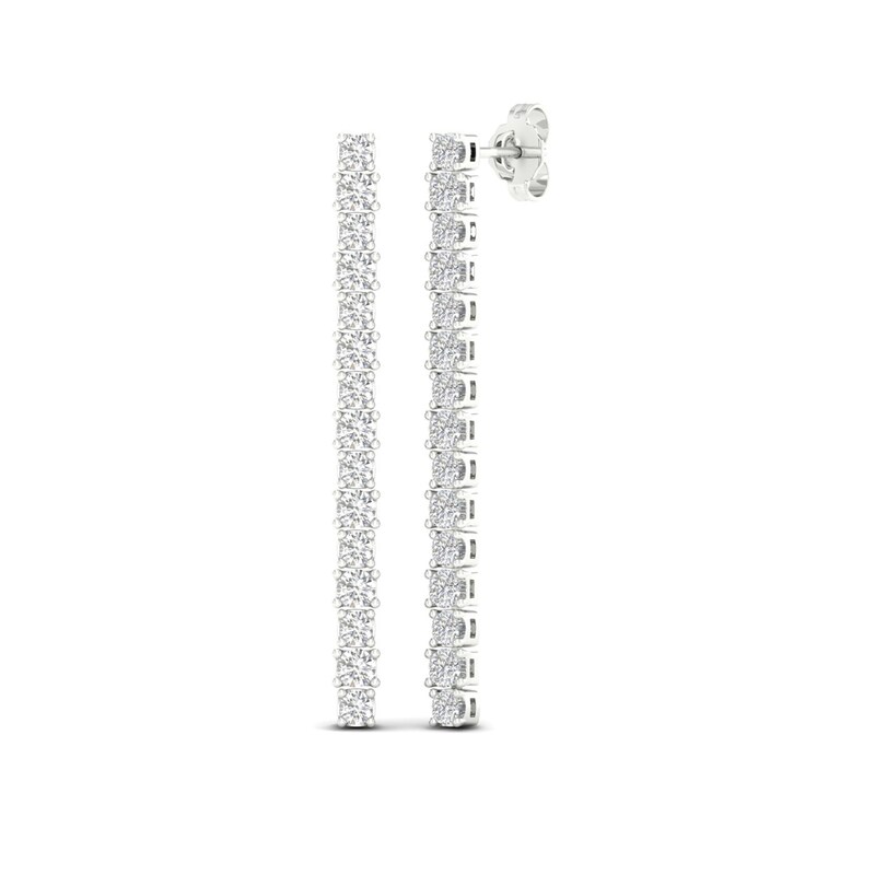 Main Image 1 of Previously Owned Lab-Grown Diamond Drop Earrings 2 ct tw Round 14K White Gold