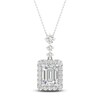 Thumbnail Image 1 of Previously Owned Lab-Created Diamond Pendant Necklace 1-1/2 ct tw Round/Emerald 14K White Gold