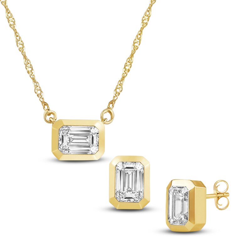 Main Image 2 of Previously Owned Lab-Created Emerald-Cut Diamond Box Set 1-1/2 ct tw 14K Yellow Gold