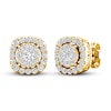 Thumbnail Image 1 of Previously Owned Lab-Grown Diamond Halo Earrings 1 ct tw Round 14K Yellow Gold