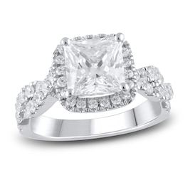 Previously Owned Lab-Grown Diamond Engagement Ring 2-7/8 ct tw Princess/Round 14K White Gold