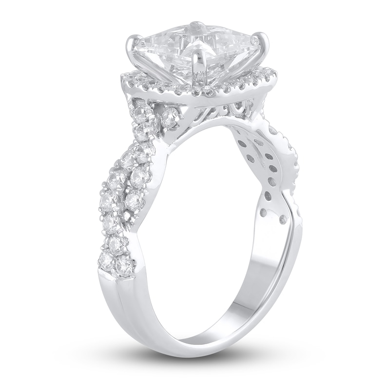 Main Image 2 of Previously Owned Lab-Grown Diamond Engagement Ring 2-7/8 ct tw Princess/Round 14K White Gold