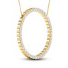 Thumbnail Image 2 of Previously Owned Lab-Grown Diamond Circle Pendant Necklace 2 ct tw Round 14K Yellow Gold 18"