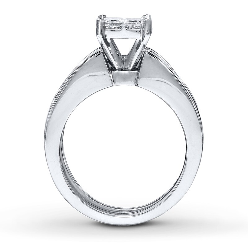 Main Image 2 of Previously Owned Diamond Bridal Set 3 cttw Princess-cut/Round 14K White Gold