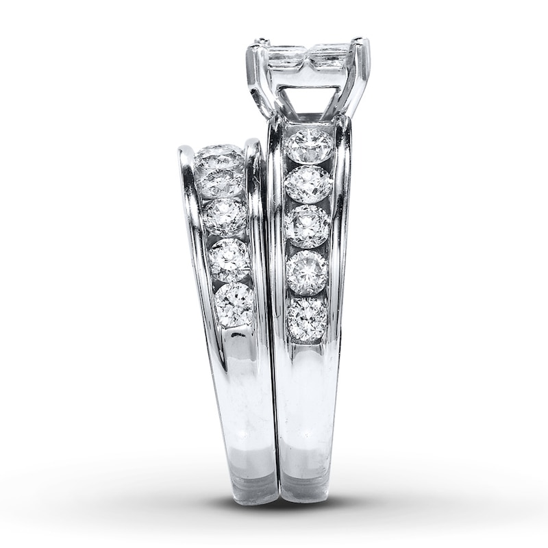 Main Image 3 of Previously Owned Diamond Bridal Set 3 cttw Princess-cut/Round 14K White Gold
