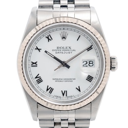 Previously Owned Men's Datejust 36 18K White Gold & Stainless Steel Watch 41624591041 (Model: 16234)