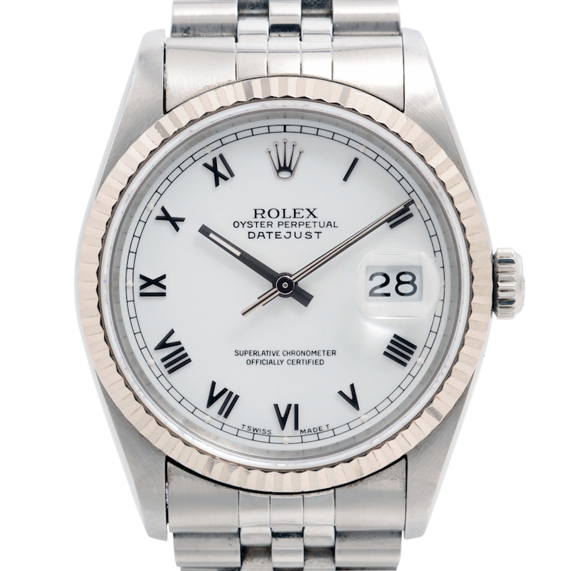 Main Image 1 of Previously Owned Men's Datejust 36 18K White Gold & Stainless Steel Watch 41624591041 (Model: 16234)