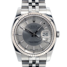 Previously Owned Men's Datejust 36 18K White Gold & Stainless Steel Watch 43024715335 (Model: 116234)