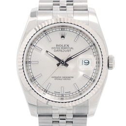 Previously Owned Men's Datejust 36 18K White Gold & Stainless Steel Watch 43024715354 (Model: 116234)