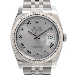 Previously Owned Men's Datejust 36 18K White Gold & Stainless Steel Watch 52124475966 (Model: 116234)