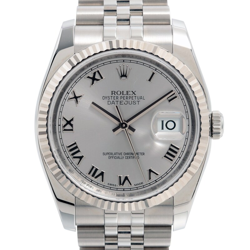 Main Image 1 of Previously Owned Men's Datejust 36 18K White Gold & Stainless Steel Watch 52124475966 (Model: 116234)