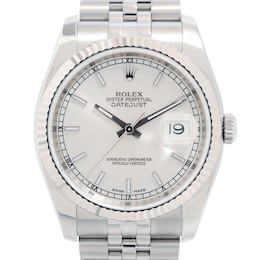 Previously Owned Men's Datejust 36 18K White Gold & Stainless Steel Watch 51024782594 (Model: 116234)