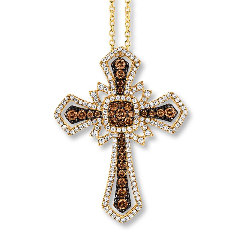 Main Image 1 of Previously Owned Le Vian Chocolate Diamonds 5/8 ct tw 14K Gold Cross Necklace