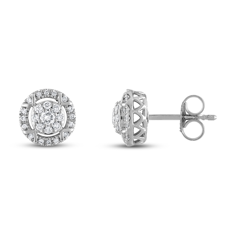 Main Image 1 of Previously Owned Vera Wang WISH Diamond Stud Earrings 1/4 ct tw Round 10K White Gold