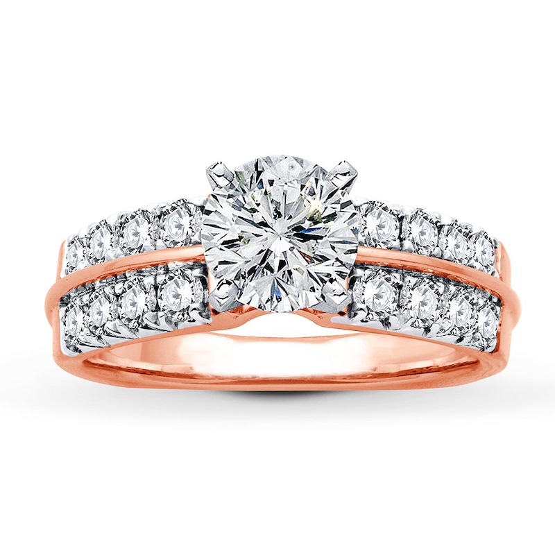 Main Image 3 of Previously Owned Diamond Engagement Ring Setting 3/4 ct tw Round 18K Rose Gold