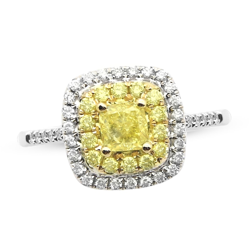 Main Image 1 of Previously Owned Diamond Engagement Ring 1 ct tw Round/Cushion 14K Two-Tone Gold