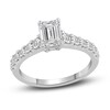 Thumbnail Image 1 of Previously Owned Diamond Engagement Ring 1-1/2 ct tw Emerald/Round Platinum