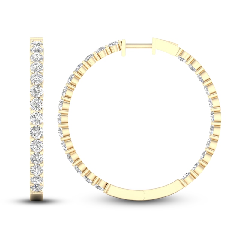 Main Image 1 of Previously Owned Lab-Grown Diamond Hoop Earrings 5 ct tw 14K Yellow Gold