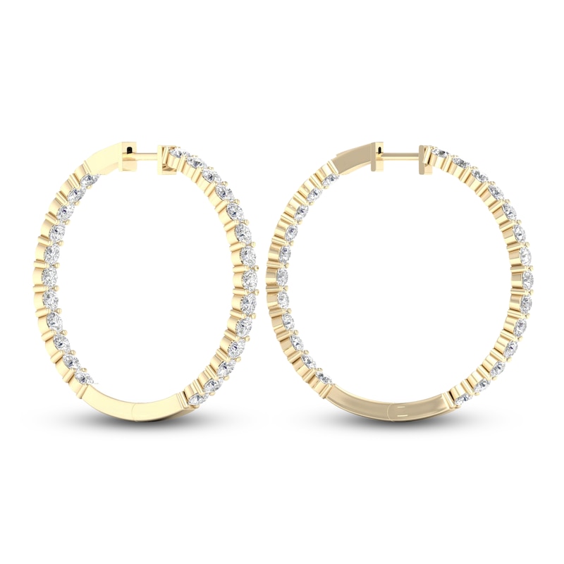 Main Image 3 of Previously Owned Lab-Grown Diamond Hoop Earrings 5 ct tw 14K Yellow Gold