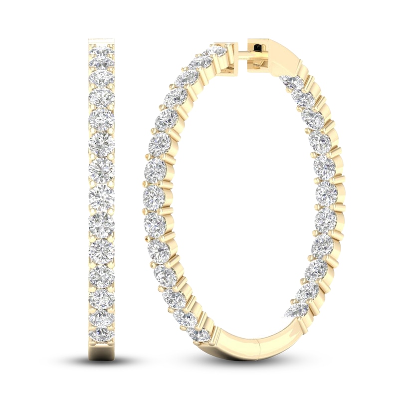Main Image 4 of Previously Owned Lab-Grown Diamond Hoop Earrings 5 ct tw 14K Yellow Gold
