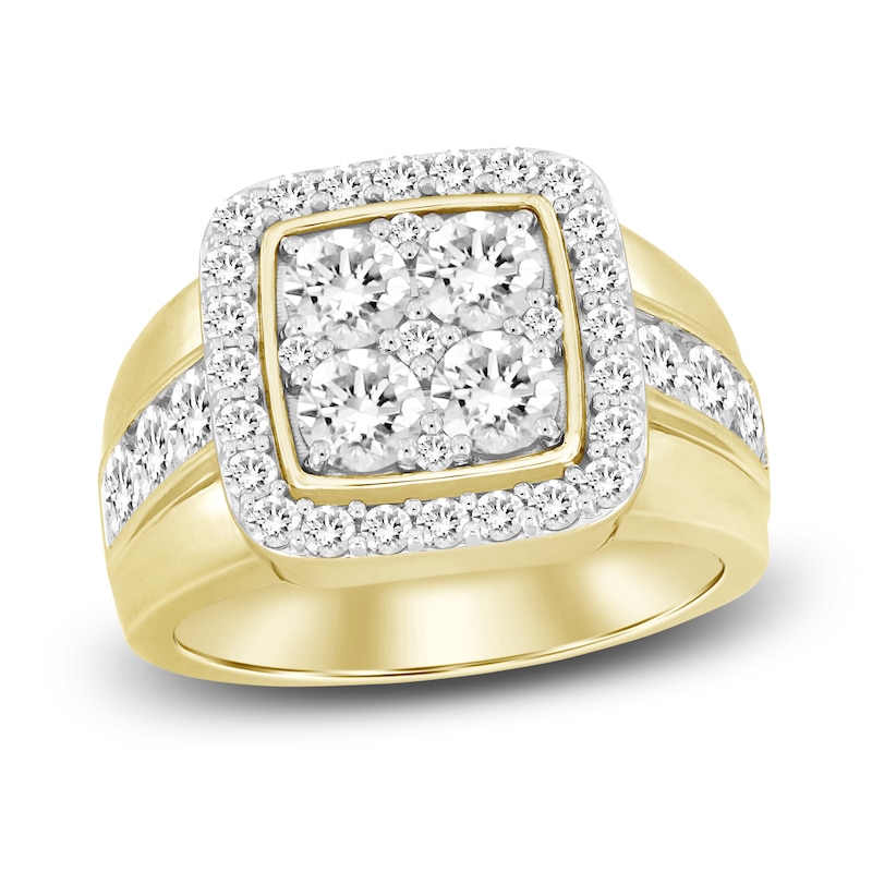 Main Image 1 of Previously Owned Men's Lab-Grown Diamond Ring 3 ct tw Round 14K Yellow Gold