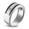 Thumbnail Image 2 of Previously Owned Men's Black & White Diamond Anniversary Band 3/4 ct tw Round 14K White Gold