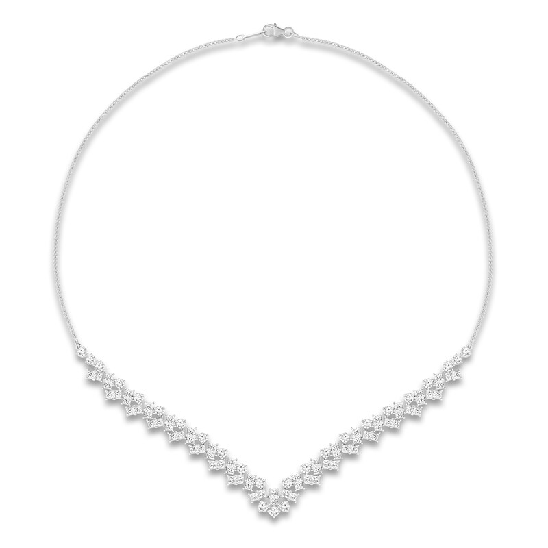 Main Image 1 of Previously Owned Diamond Necklace 6 ct tw Princess/Round 14K White Gold 19"