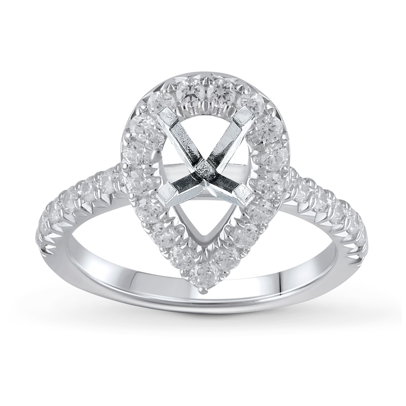 Main Image 1 of Previously Owned Lab-Created Diamond Engagement Ring Setting 3/4 ct tw Pear 14K White Gold