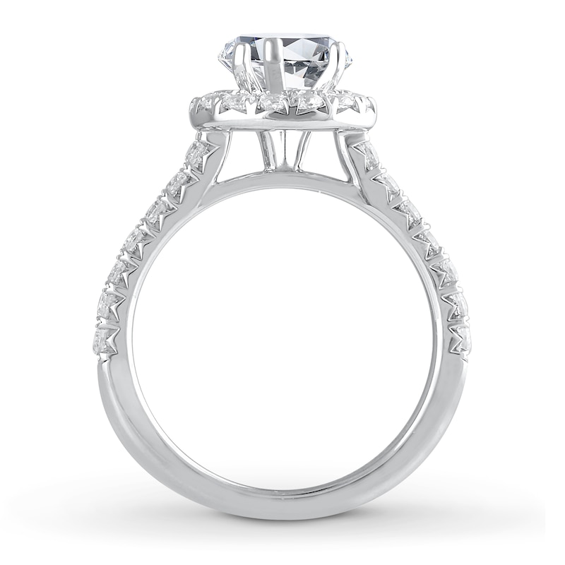 Main Image 2 of Previously Owned Lab-Created Diamond Engagement Ring Setting 3/4 ct tw Pear 14K White Gold