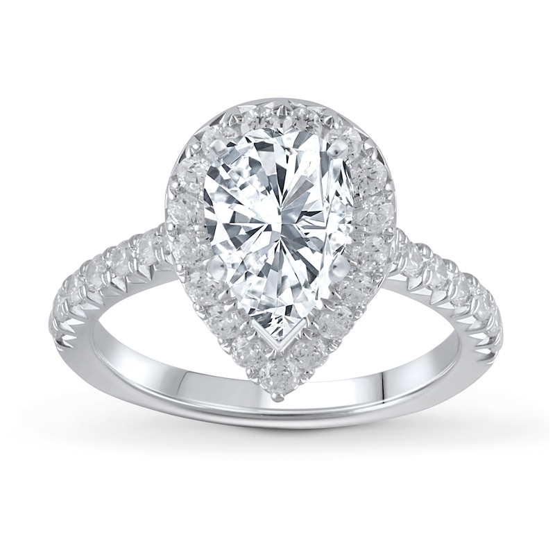 Main Image 3 of Previously Owned Lab-Created Diamond Engagement Ring Setting 3/4 ct tw Pear 14K White Gold