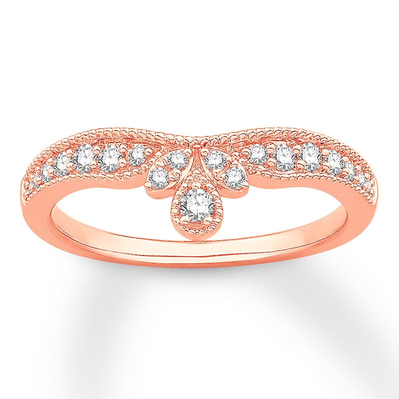 Main Image 1 of Previously Owned Diamond Contour Ring 1/4 ct tw Round-cut 14K Rose Gold