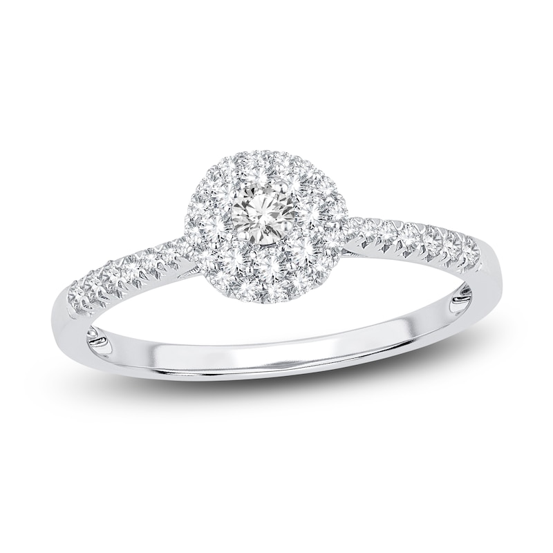 Main Image 1 of Previously Owned Diamond Engagement Ring 3/8 ct tw Round 14K White Gold