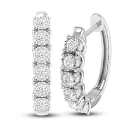 Previously Owned Diamond Hoop Earrings 1/4 ct tw Round 10K White Gold