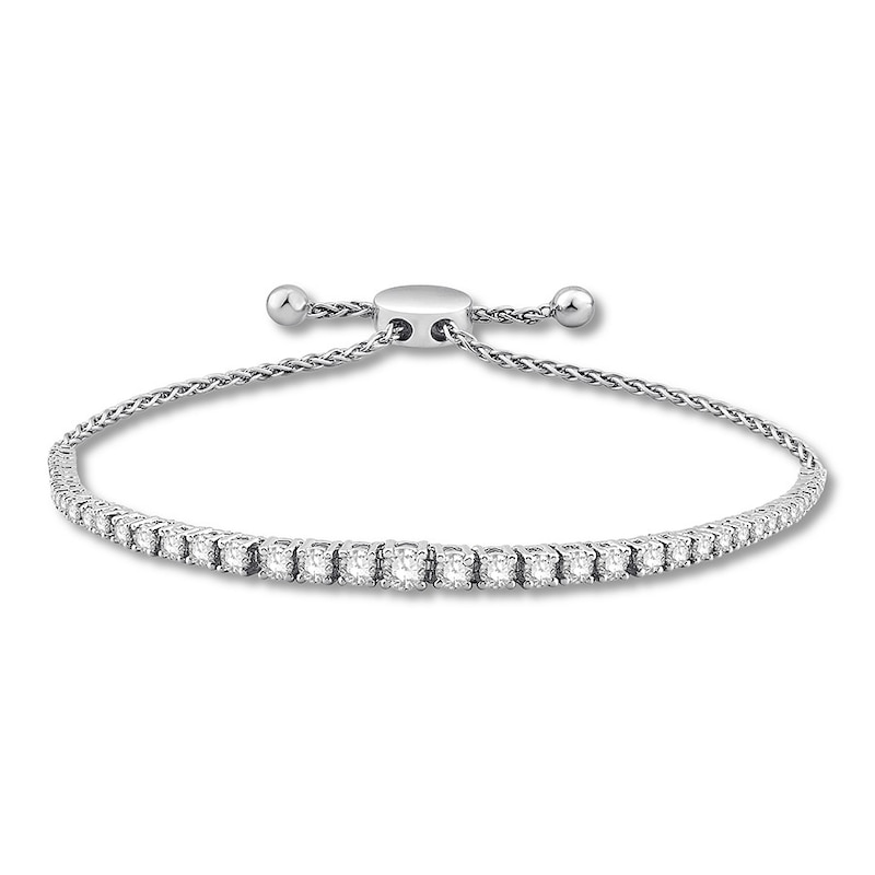 Main Image 1 of Previously Owned Colorless Diamond Bolo Bracelet 2 ct tw Round 14K White Gold