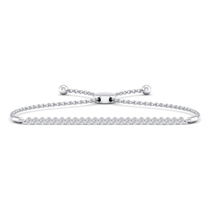 Main Image 1 of Previously Owned Diamond Bolo Bracelet 2 ct tw Round-cut 14K White Gold