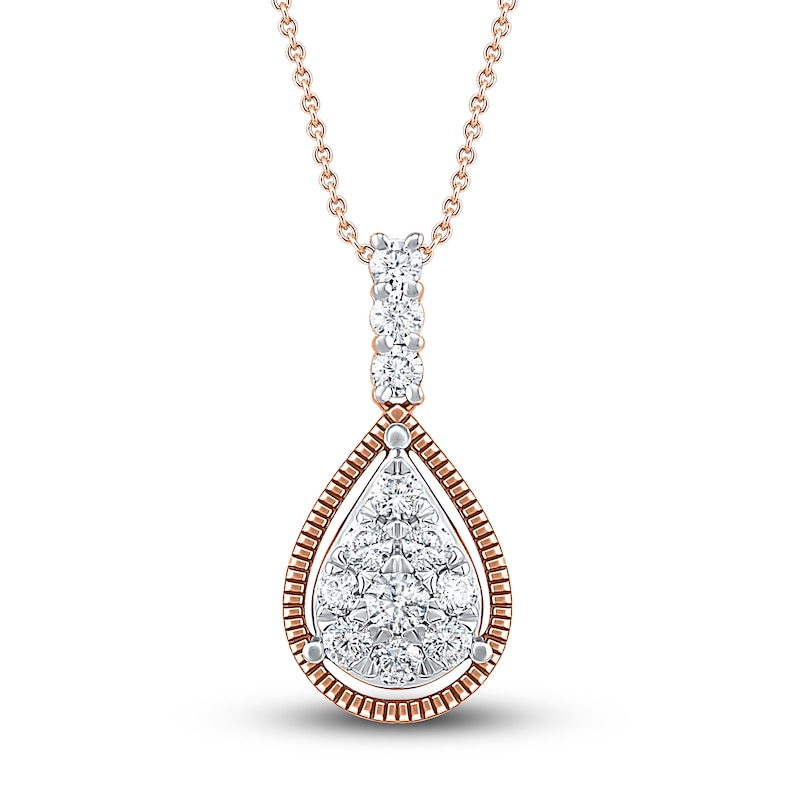 Main Image 1 of Previously Owned Diamond Necklace 1/3 ct tw Round 10K Rose Gold