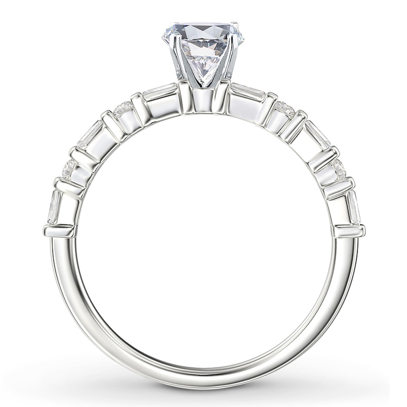 Main Image 2 of Previously Owned Diamond Engagement Ring Setting 1/4 ct tw Round/Baguette 14K White Gold