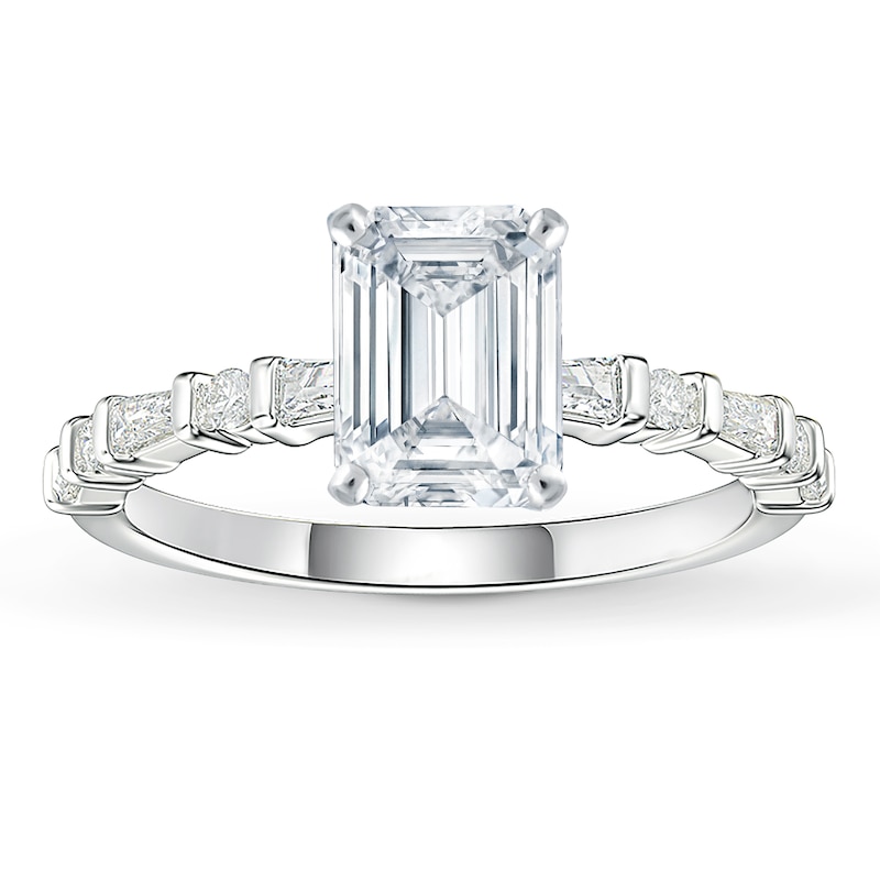 Main Image 3 of Previously Owned Diamond Engagement Ring Setting 1/4 ct tw Round/Baguette 14K White Gold
