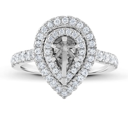 Previously Owned Vera Wang WISH Diamond Engagement Ring Setting 7/8 ct tw Pear 14K White Gold