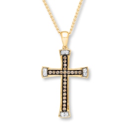 Previously Owned Men's Cross Necklace 1/2 ct tw Diamonds 10K Yellow Gold