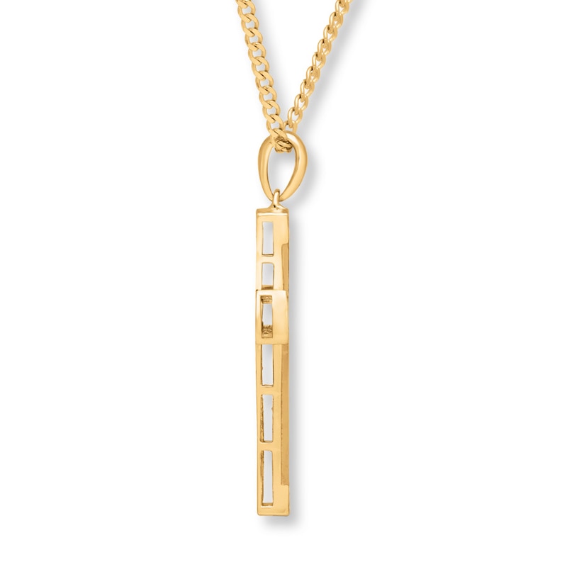 Main Image 2 of Previously Owned Men's Cross Necklace 1/2 ct tw Diamonds 10K Yellow Gold