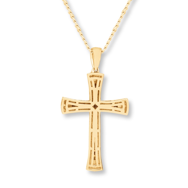 Main Image 3 of Previously Owned Men's Cross Necklace 1/2 ct tw Diamonds 10K Yellow Gold