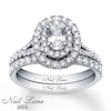 Thumbnail Image 1 of Previously Owned Neil Lane Oval-Cut Diamond Double Halo Bridal Set 1-1/2 ct tw 14K White Gold Size 4.5