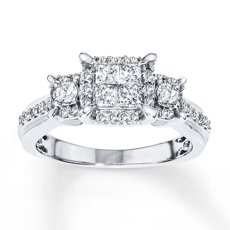 Main Image 1 of Previously Owned Diamond Engagement Ring 3/4 ct tw Princess-cut 14K White Gold