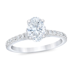 Previously Owned Royal Asscher Georgiana Diamond Engagement Ring 1 ct tw Oval 14K White Gold