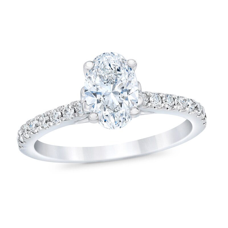 Previously Owned Royal Asscher Georgiana Diamond Engagement Ring 1 ct tw Oval 14K White Gold