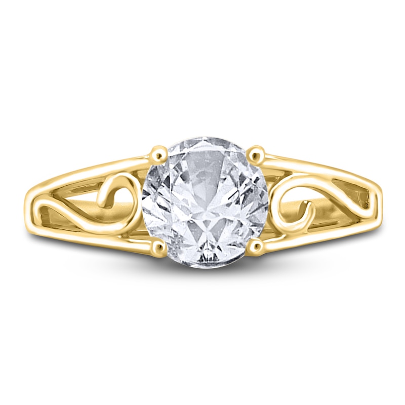 Main Image 3 of Diamond Solitaire Scroll Engagement Ring 1/4 ct tw Round 14K Yellow Gold (I2/I)