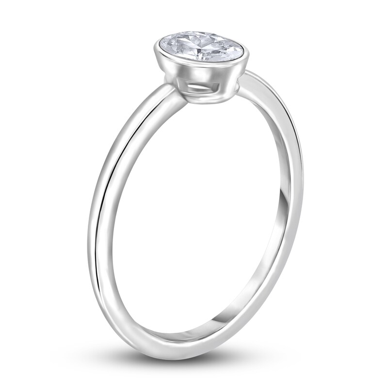 Main Image 2 of Diamond Solitaire Engagement Ring 1/2 ct tw Bezel-Set Oval 14K White Gold (I2/I)